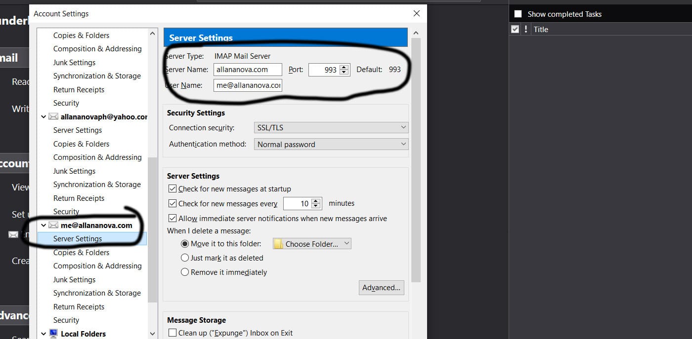 setup domain email with thunderbird