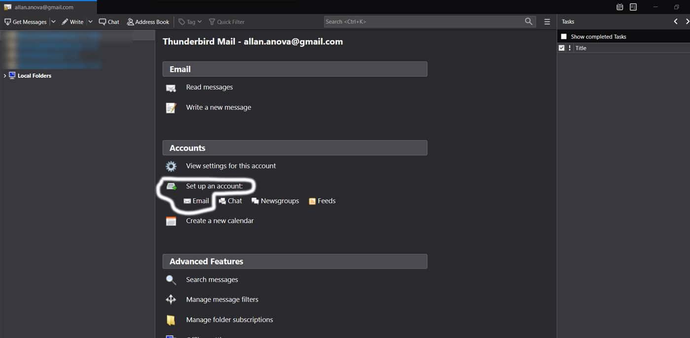 setup domain email with thunderbird