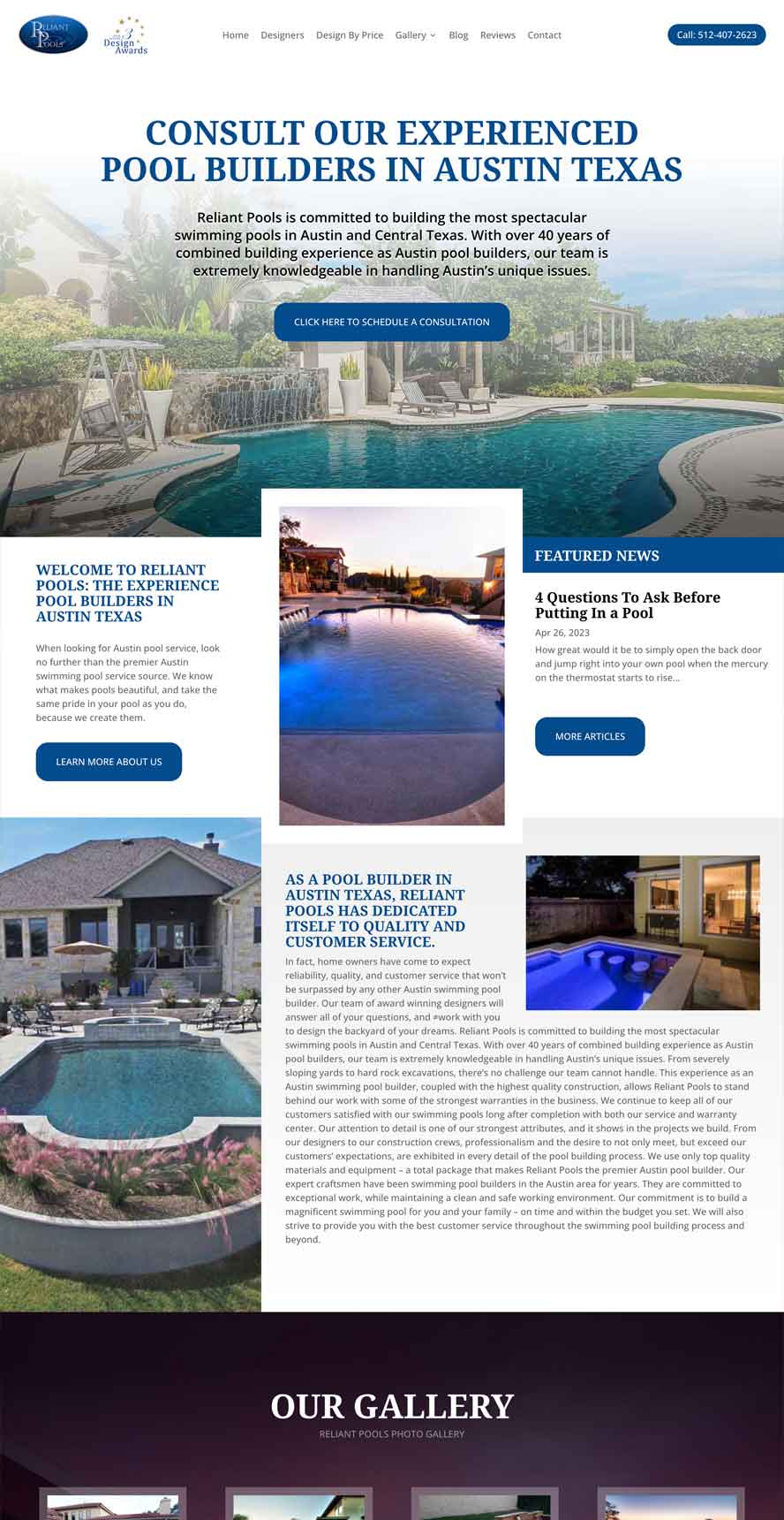 Austin Pool Builders - Austin - Website with CMS
