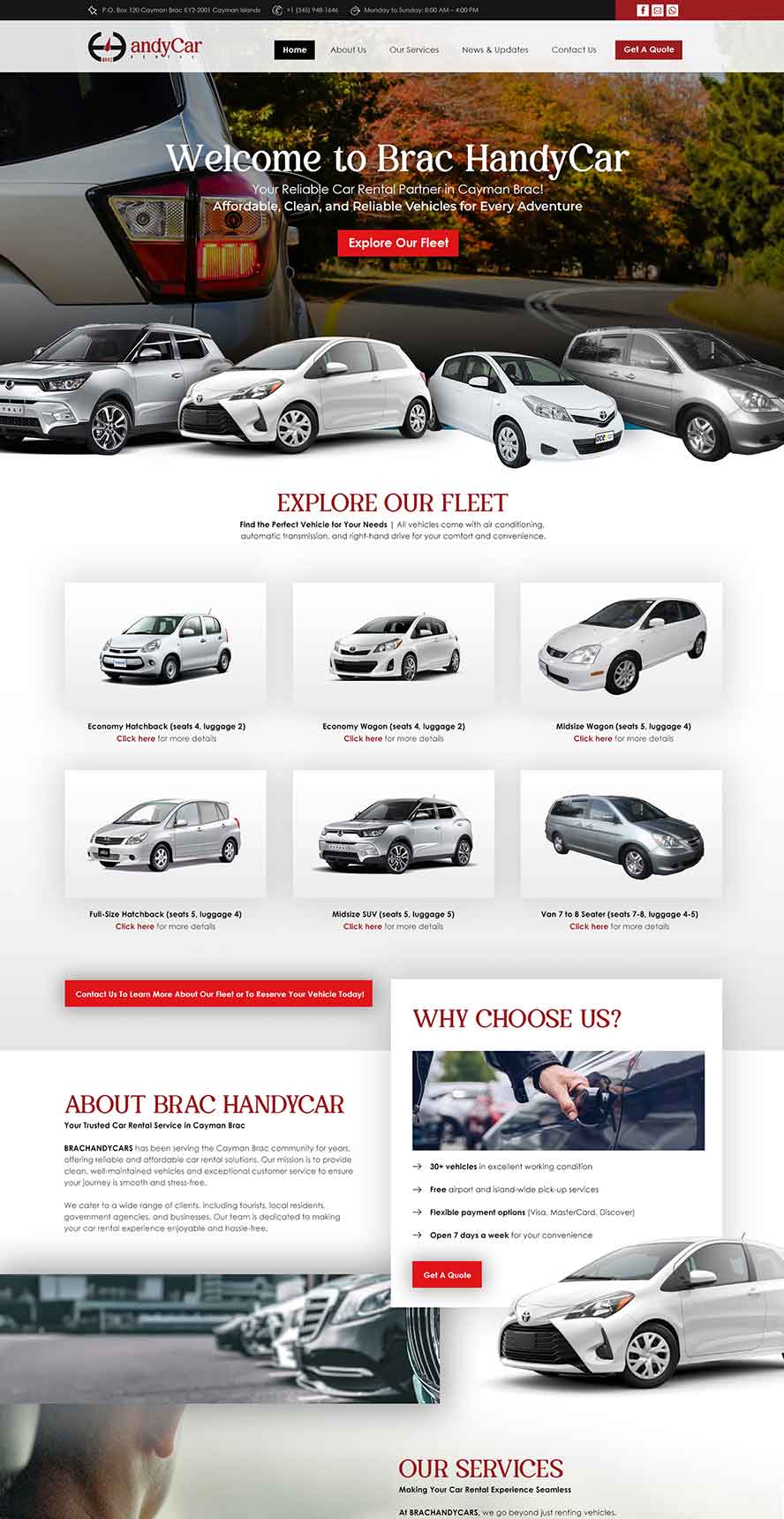 Brac Handy Car Rental - Cayman Islands - Website with CMS